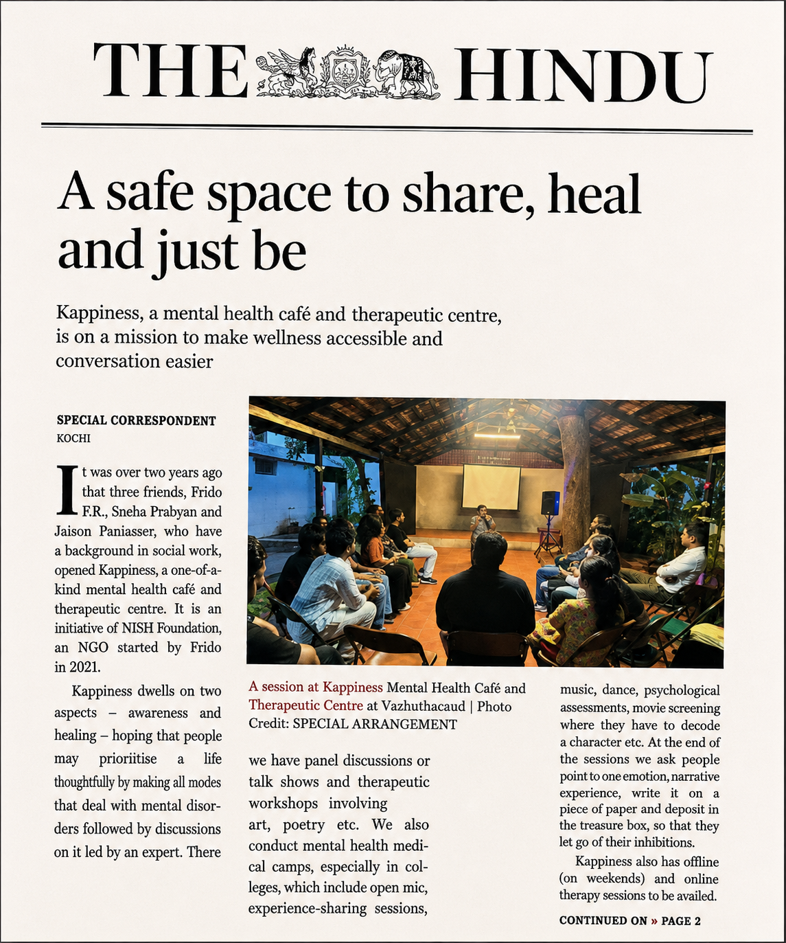 Kappiness featured in The Hindu newspaper