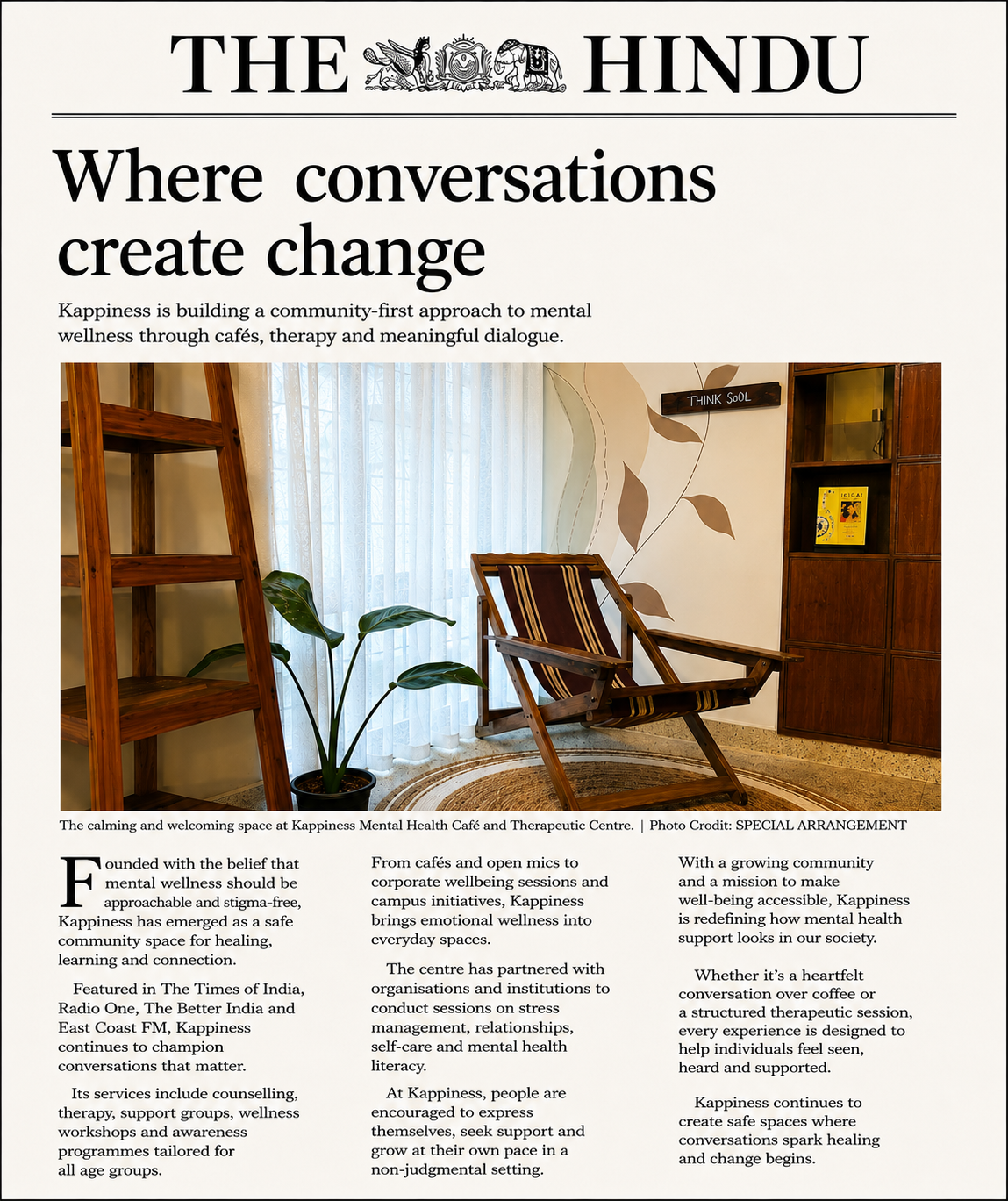 Kappiness featured in The Hindu newspaper