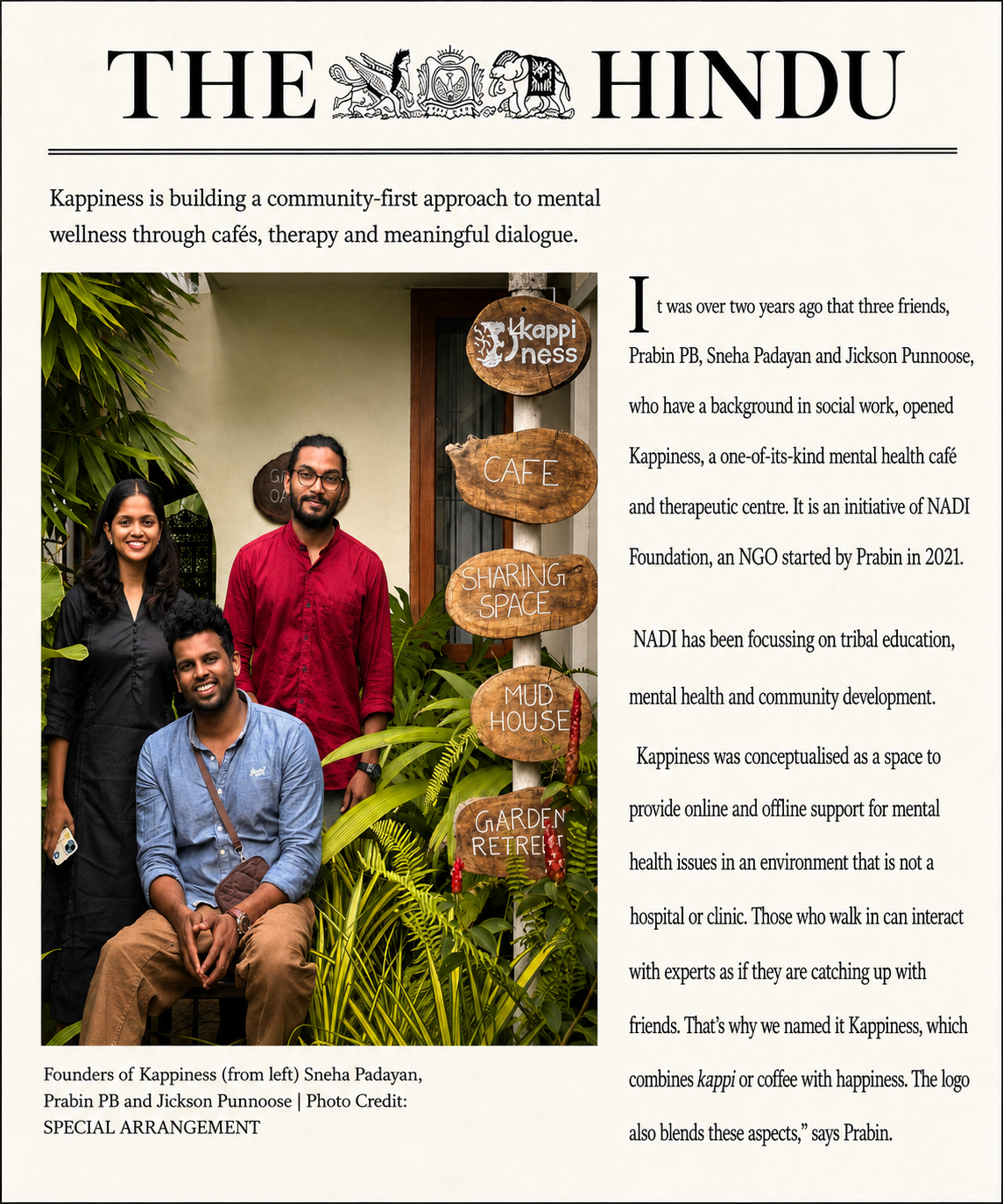 Kappiness featured in The Hindu newspaper
